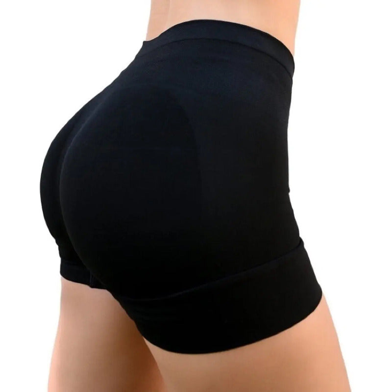 Faja Reductora Levanta Glúteos Para Mujer, De Microfibra Negra Talla Chica Negro Chica (28-30)