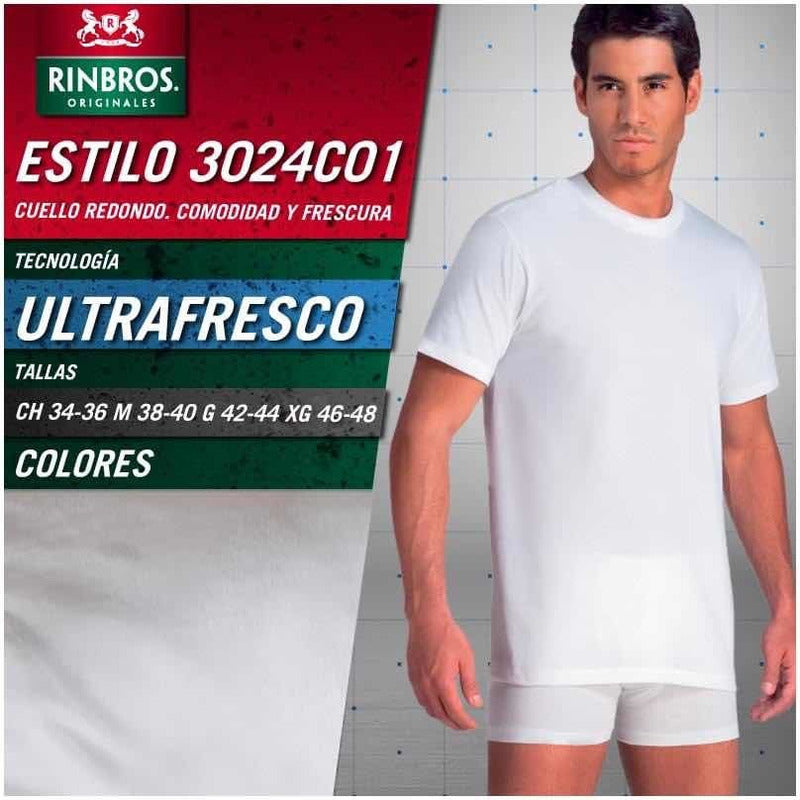 Playera Rinbros Modelo 3024 Adult Cuello Redondo Paq 3 Pieza