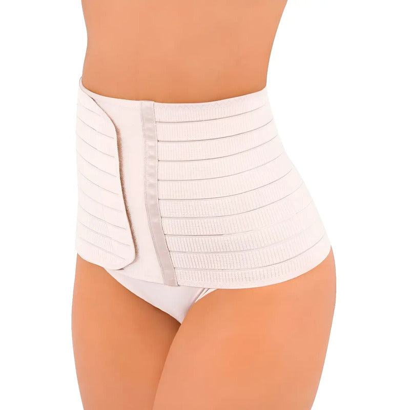 For Moms Fajas Postparto Envolvente Corta Tela Multilineal Color Blanco Talla Xl