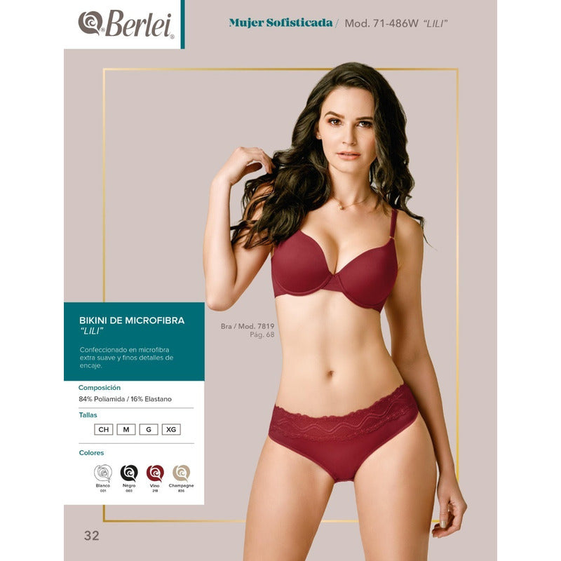 Calzones Bikini Berlei 71486w Mujer 3 Pzs Poliamida