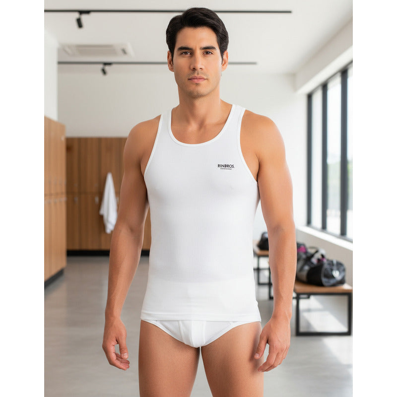 Playera Rinbros 3001 Algodón Slim Hombre Liso 3 Piezas