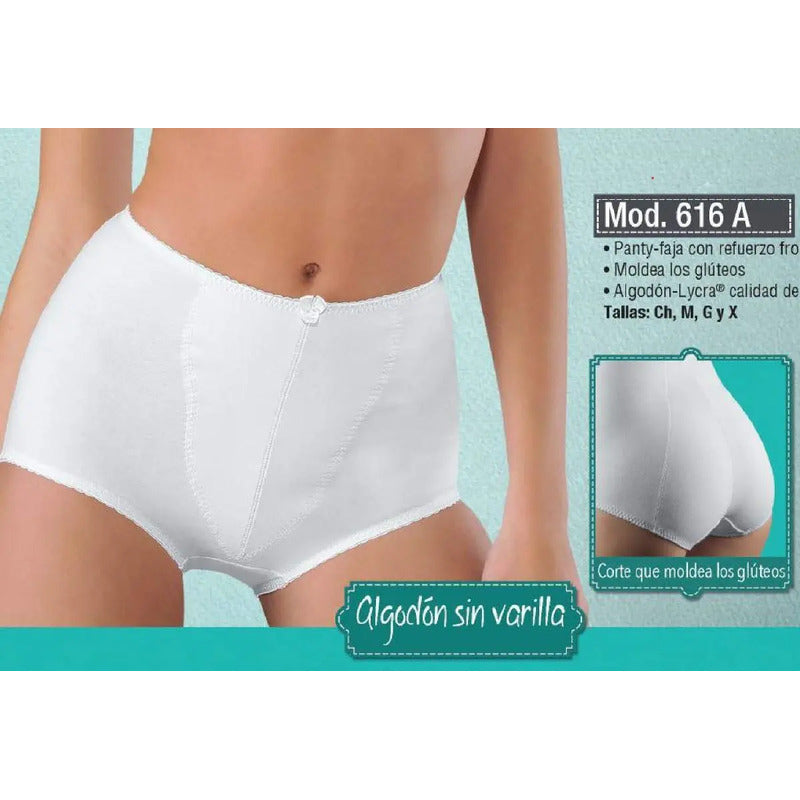Panty-faja Yoliss Algodón Refuerzo Frontal Modelo 616a Color Blanco Talla Mediana