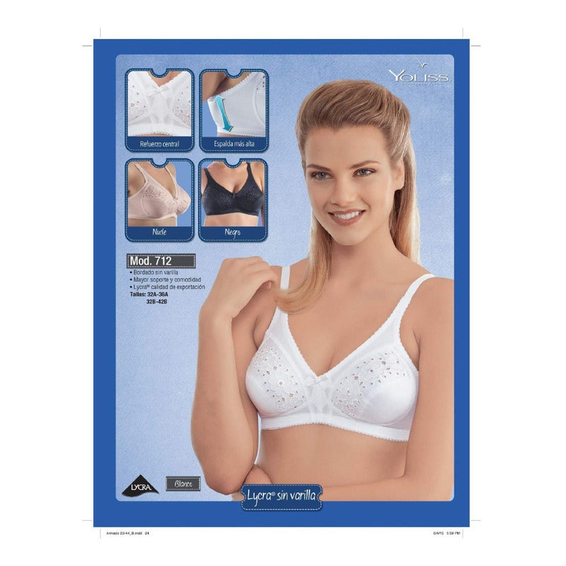 Brasier Yoliss Bordado Sin Varilla Súper Cómodo Modelo 712