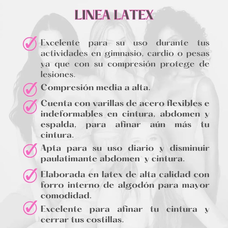 Faja Cinturilla Reductora Ann Chery 2021 Látex 3 Broches Color Negro Talla Ch/32