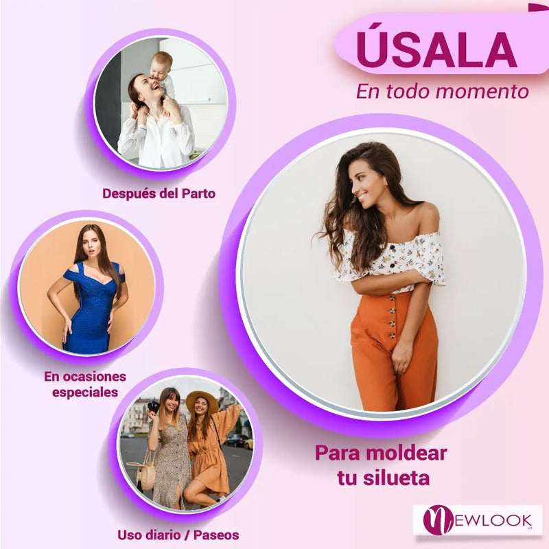 For Moms Fajas Postparto Envolvente Corta Tela Multilineal Color Blanco Talla Xl