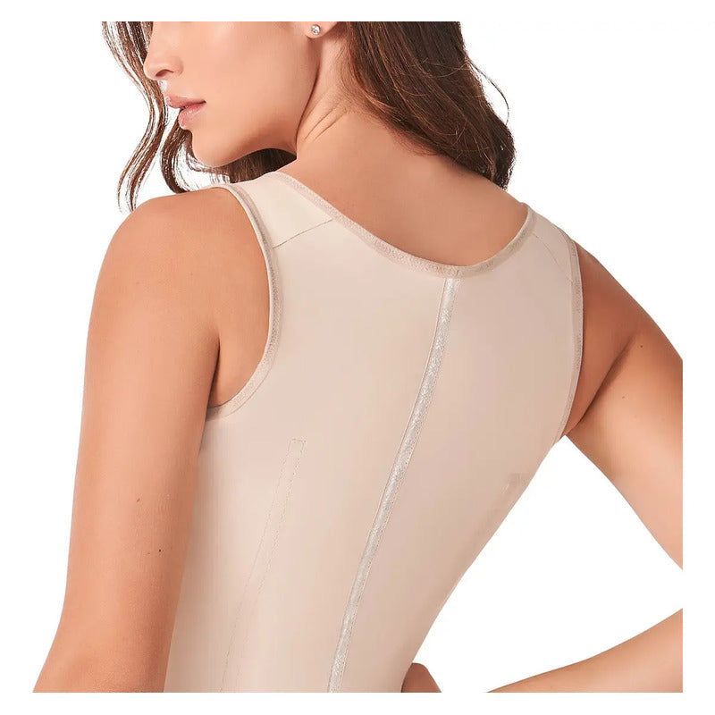 Faja Tipo Chaleco Reductora Ann Chery 2027 Látex 3 Broches Color Beige Talla Eg/38