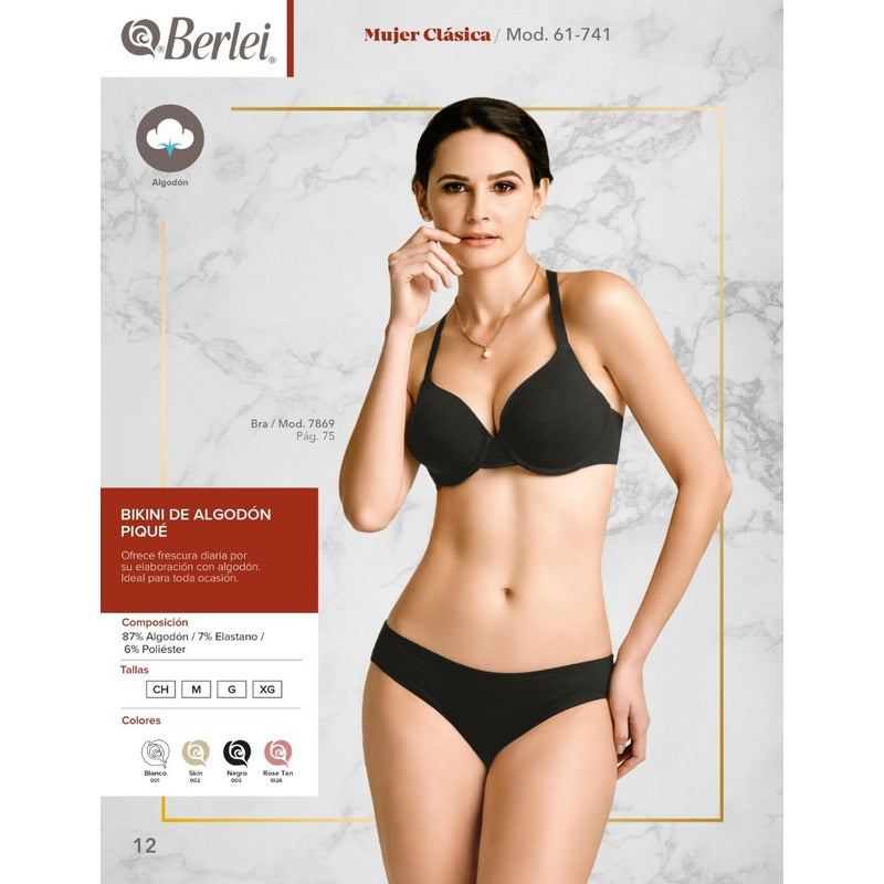 Bikini Berlei 61741 Algodón Mujer 3 Pzs Adultos