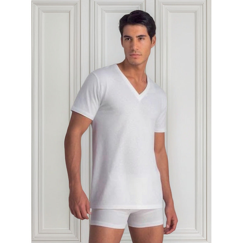 Playera Rinbros 3026 Hombre Algodón Cuello V 3 Pzas