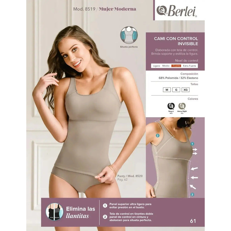Camiseta Dama Berlei Control Invisible Modelo 8519 Color Marrón Claro Talla Grande